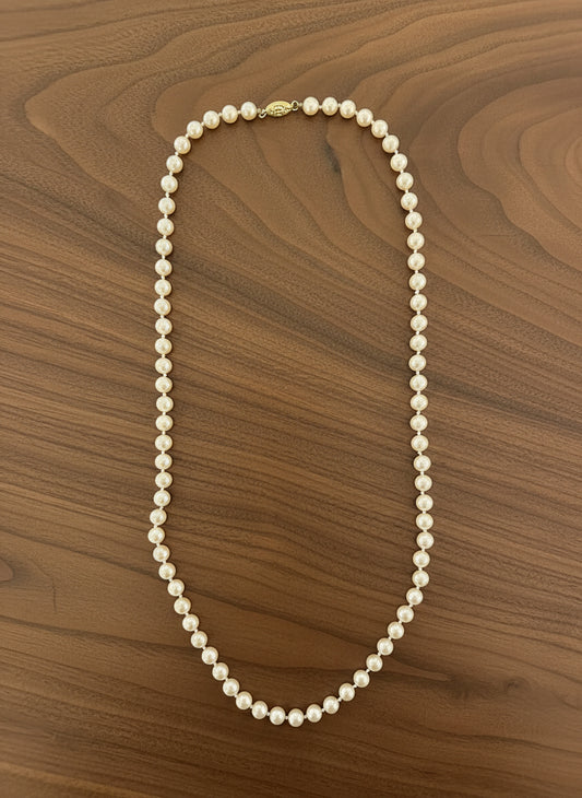 Cream Colored Glass Pearl Necklace
