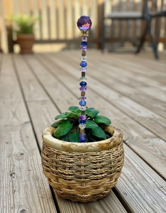 Fairy Wand Garden Stake in Purple, Blue and White with Gold Accents