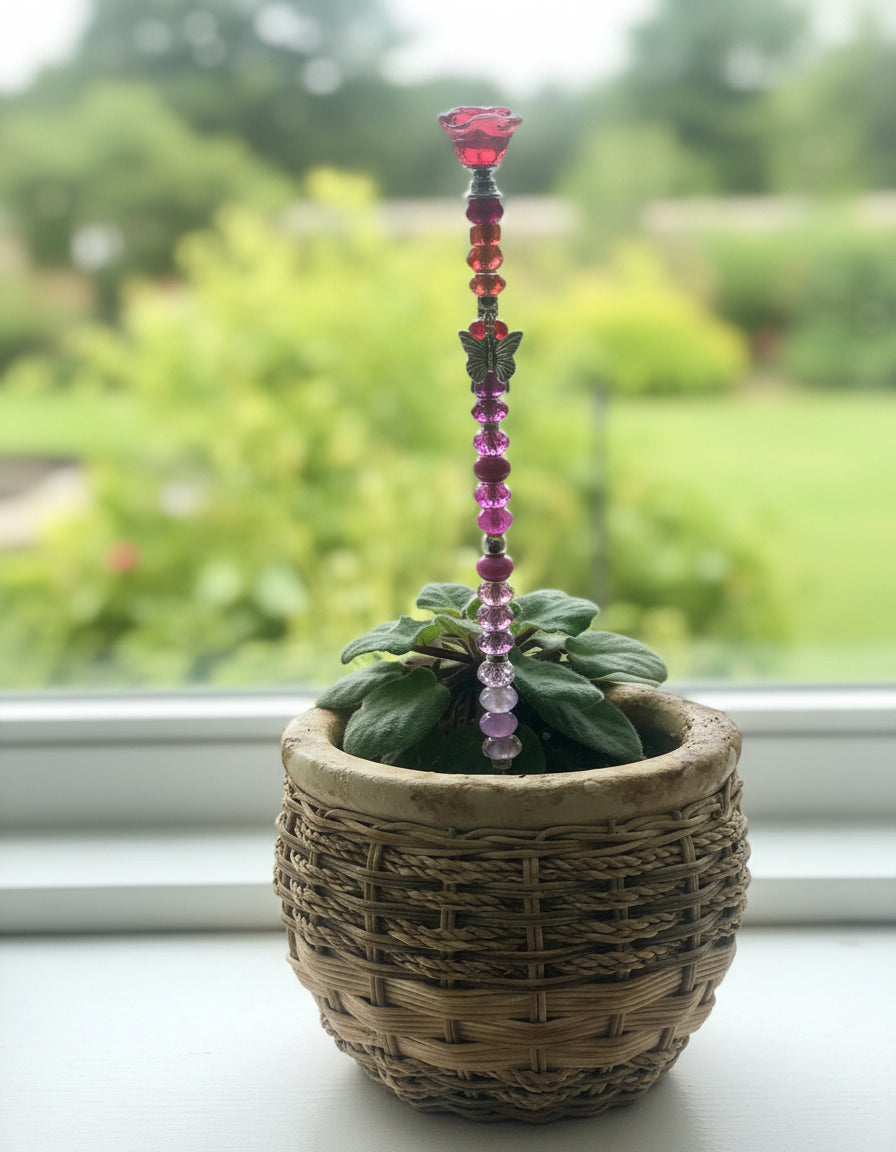 Fairy Wand Garden Stake in Red, Pink Purple and Silver