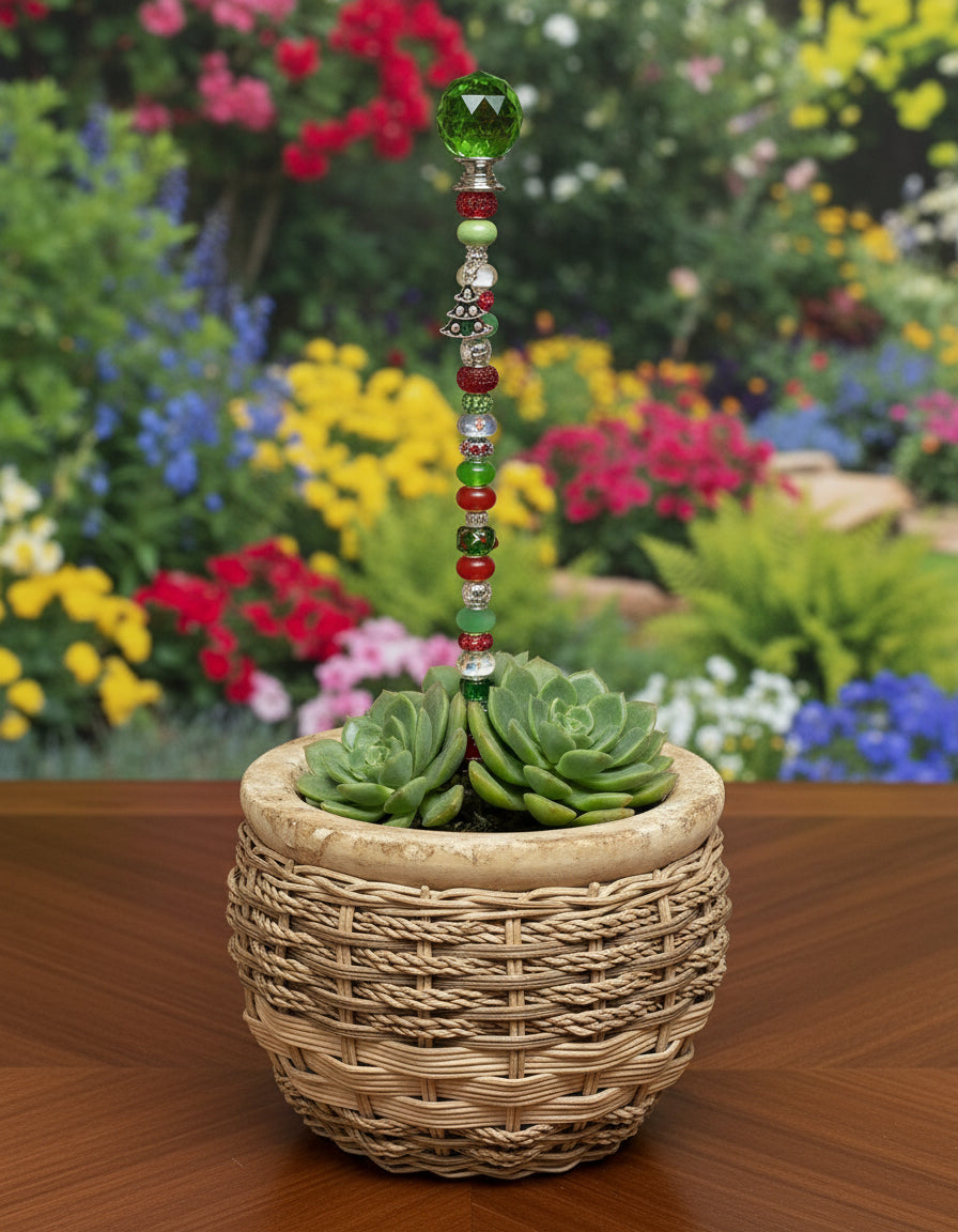 Christmas Fairy Wand Garden Stake With Christmas Tree Charm