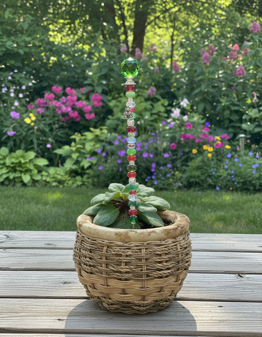 Christmas Fairy Wand Garden Stake With Christmas Tree Charm