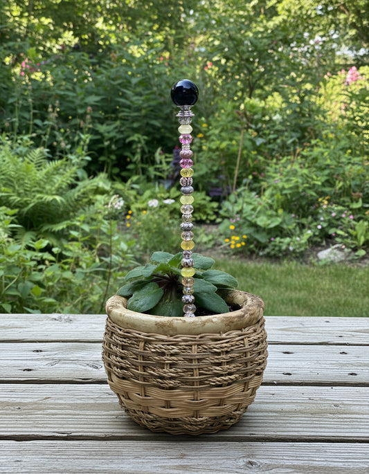 Fairy Wand Garden Stake in Yellow, Pink, Silver and Black