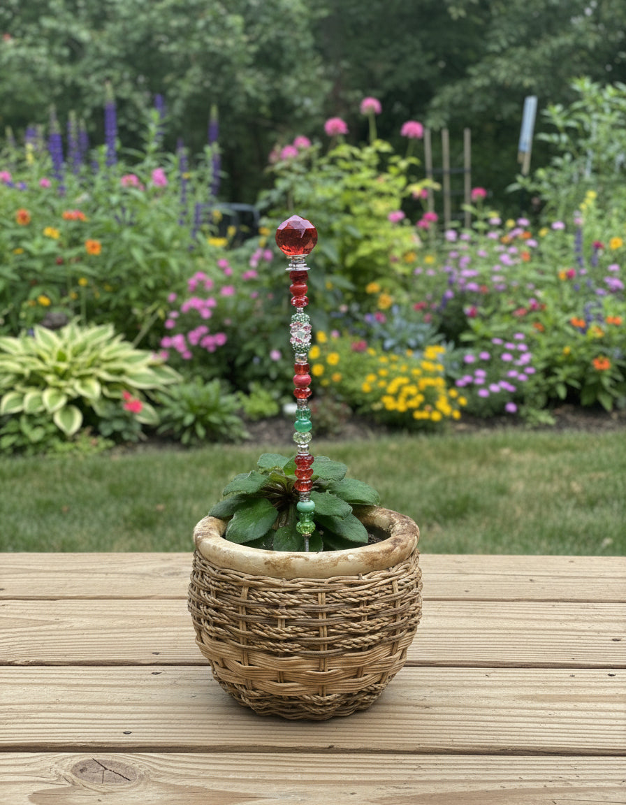 Christmas Fairy Wand Garden Stake With Silver Bells Charm