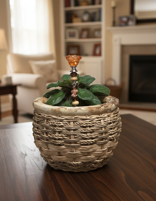 Fairy Wand Garden Stake in Orange, Amber and Silver