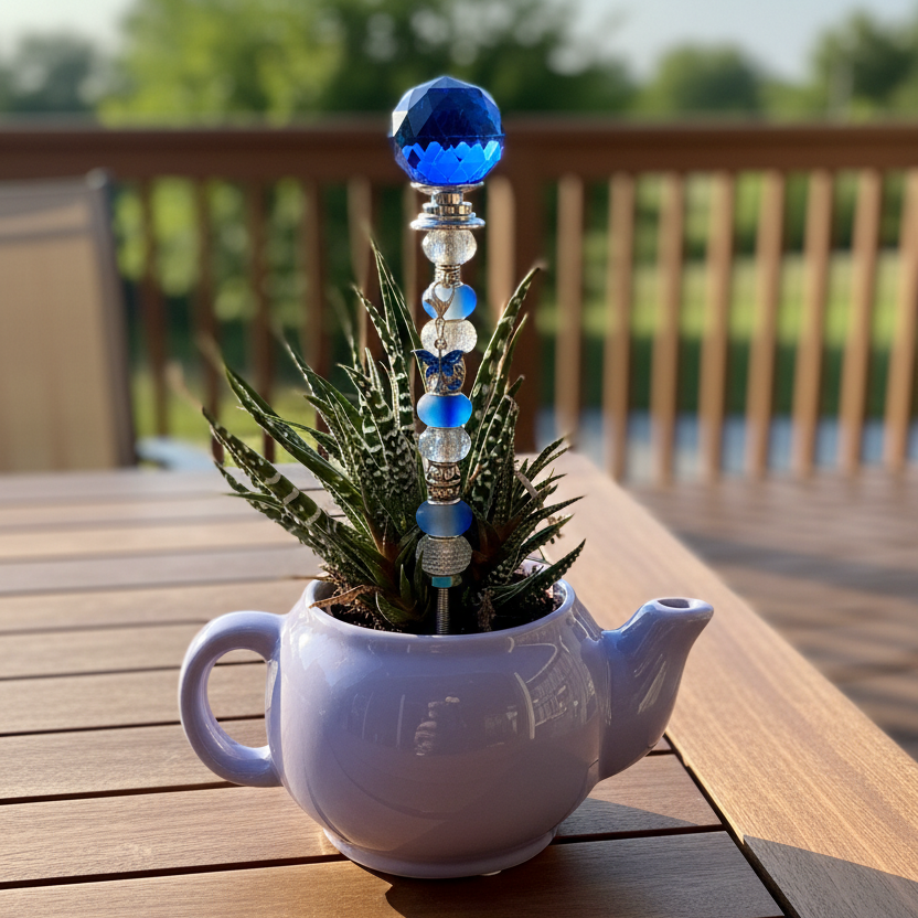 Blue & White Fairy Wand Garden Stake