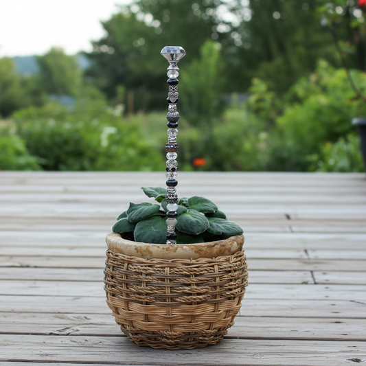 Black, White & Silver Fairy Wand Garden Stake