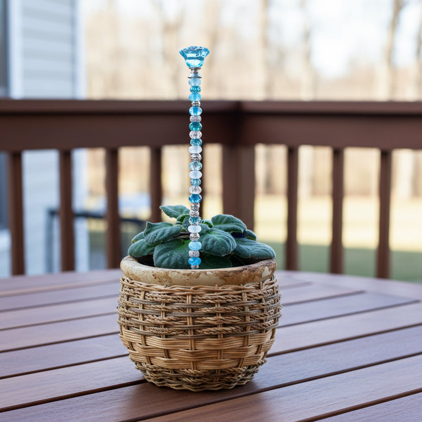 Blue, White & Silver Fairy Wand Garden Stake