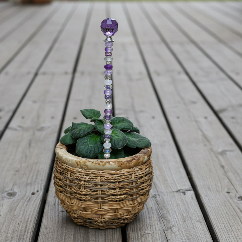 Purple, Silver and White Fairy Wand Garden Stake