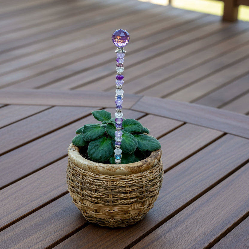 Purple, Silver and White Fairy Wand Garden Stake