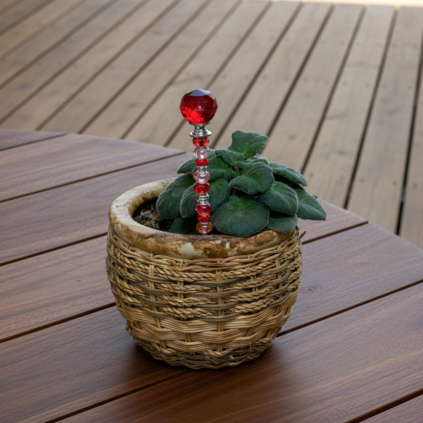 Red & Silver Fairy Wand Garden Stake