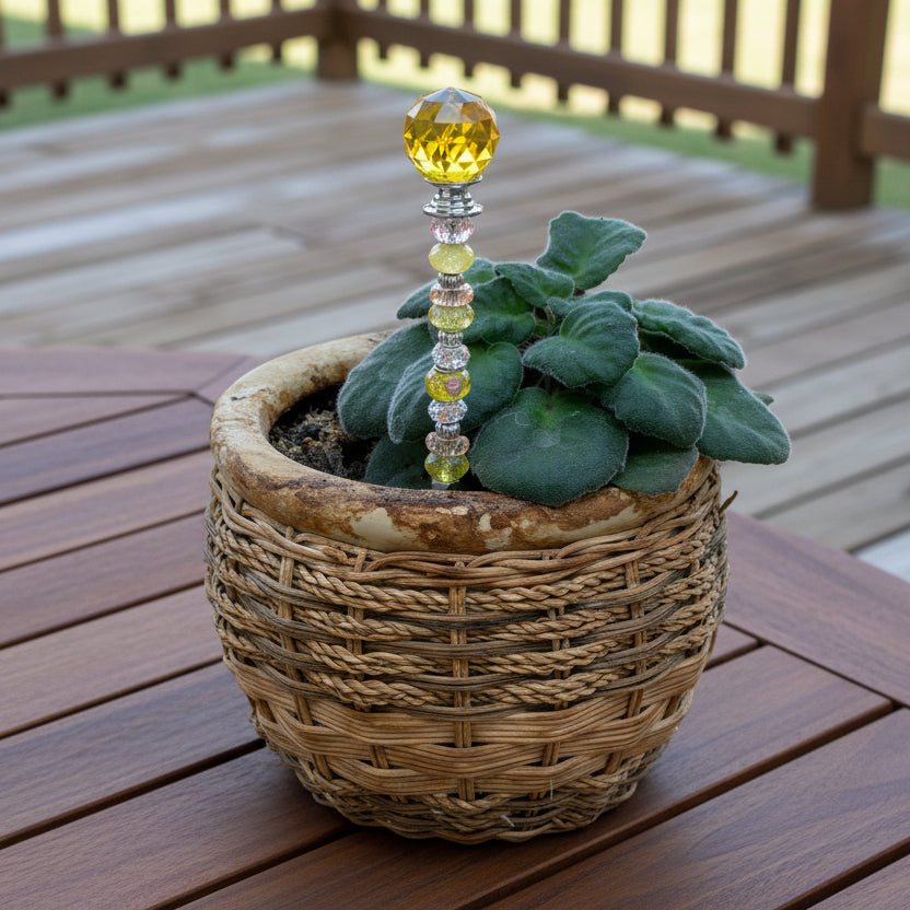 Yellow, Pink & Silver Fairy Wand Garden Stake