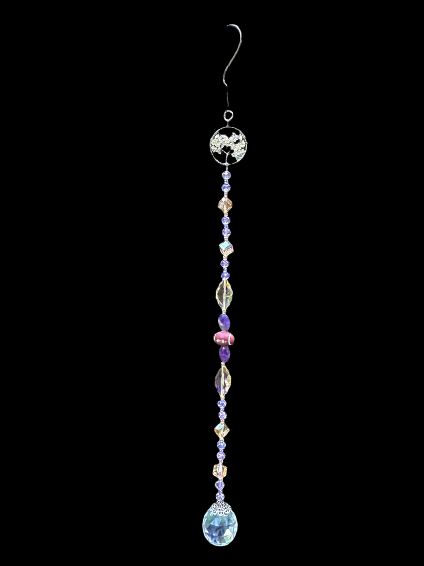 Football Suncatcher in Purple and Gold With Ameythyst and Citrine Accents
