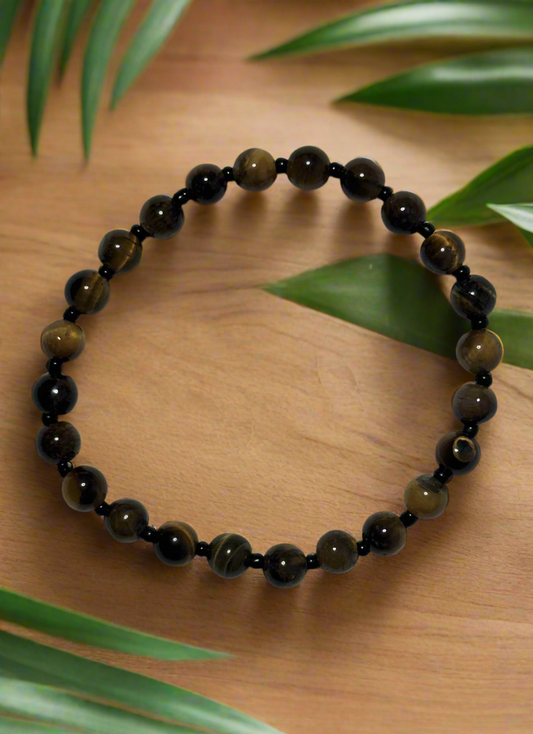 Tiger Eye and Black Jasper Bracelet