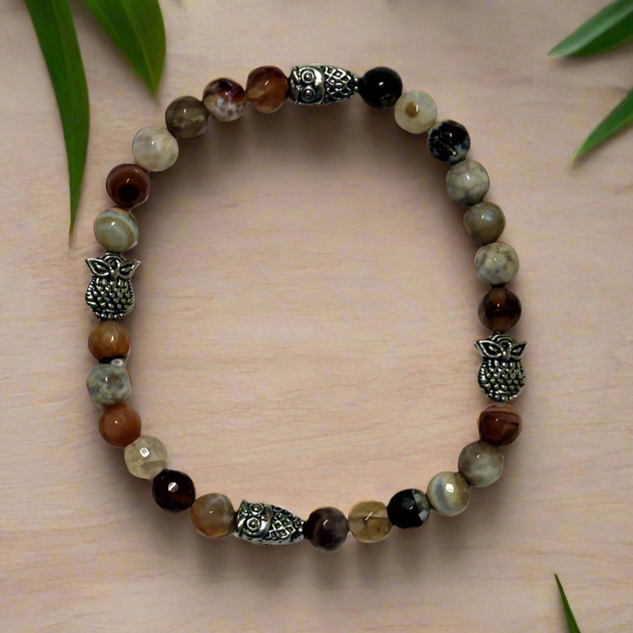 Agate and Owl Bracelet