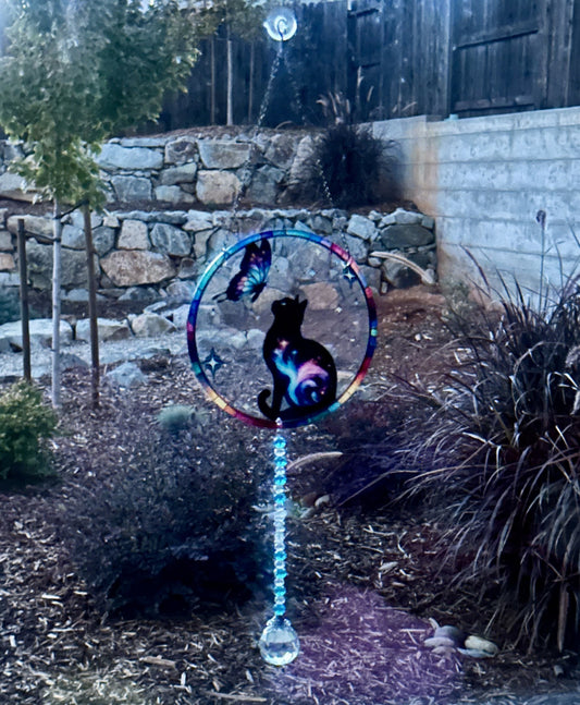 Black Cat and Butterfly Suncatcher