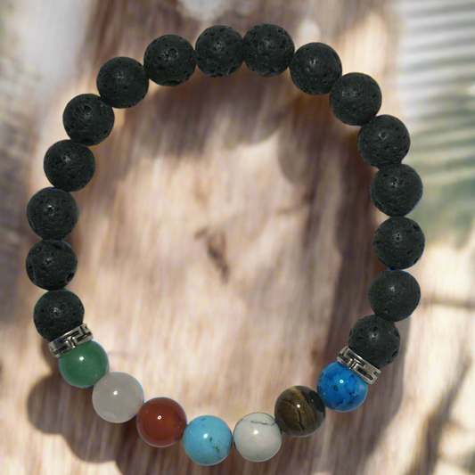Lava Stone Chakra Bracelet