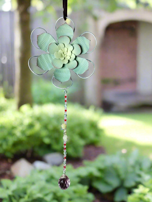 Flower Garden Art With Coordinating Suncatcher