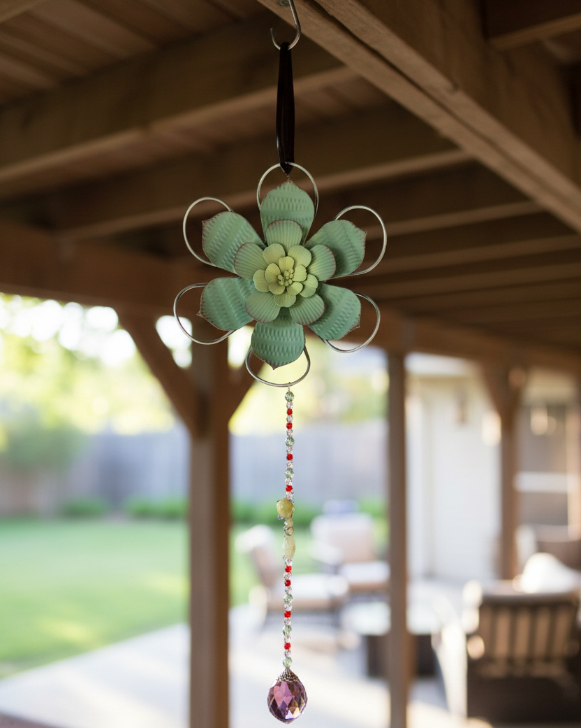 Flower Garden Art With Coordinating Suncatcher