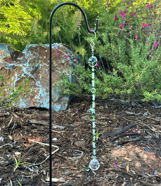 Epidote Tree of Life Suncatcher with Green and Clear Faceted Glass Beads