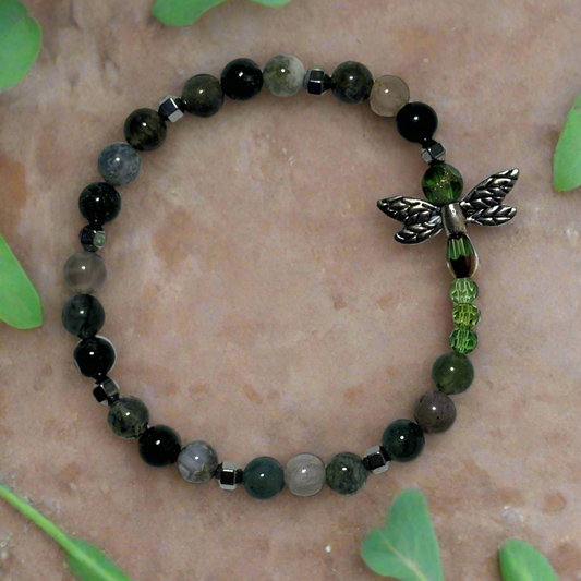 Fancy Jasper and Hematite Dragonfly Bracelet