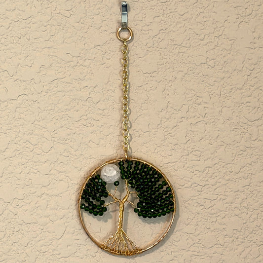 Green, White & Gold Tree of Life – 3-Inch Window/Wall Hanging