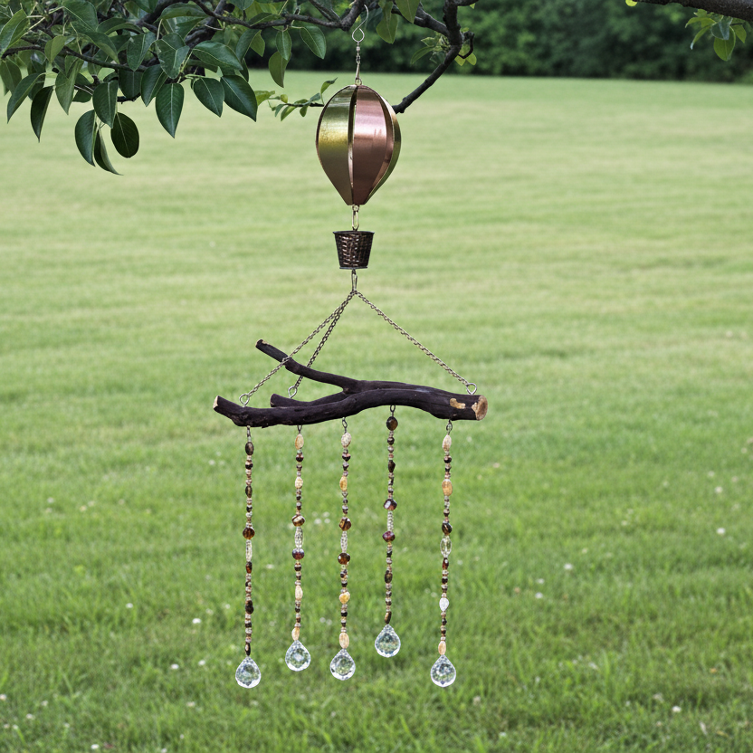 Hot Air Balloon Suncatcher Mobile on Manzanita Wood