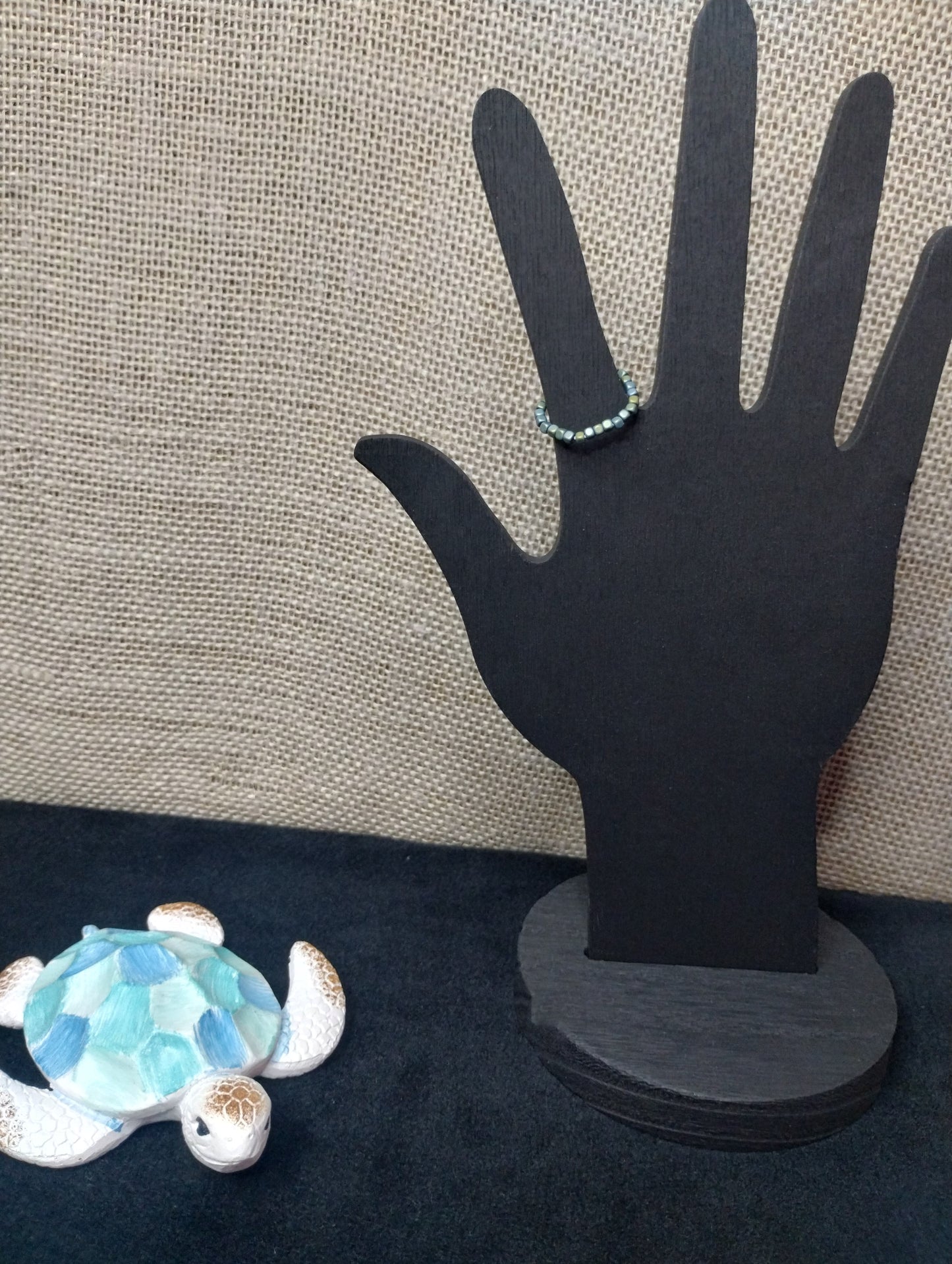 Aqua Luster Hematite Natural Stone Bead Ring