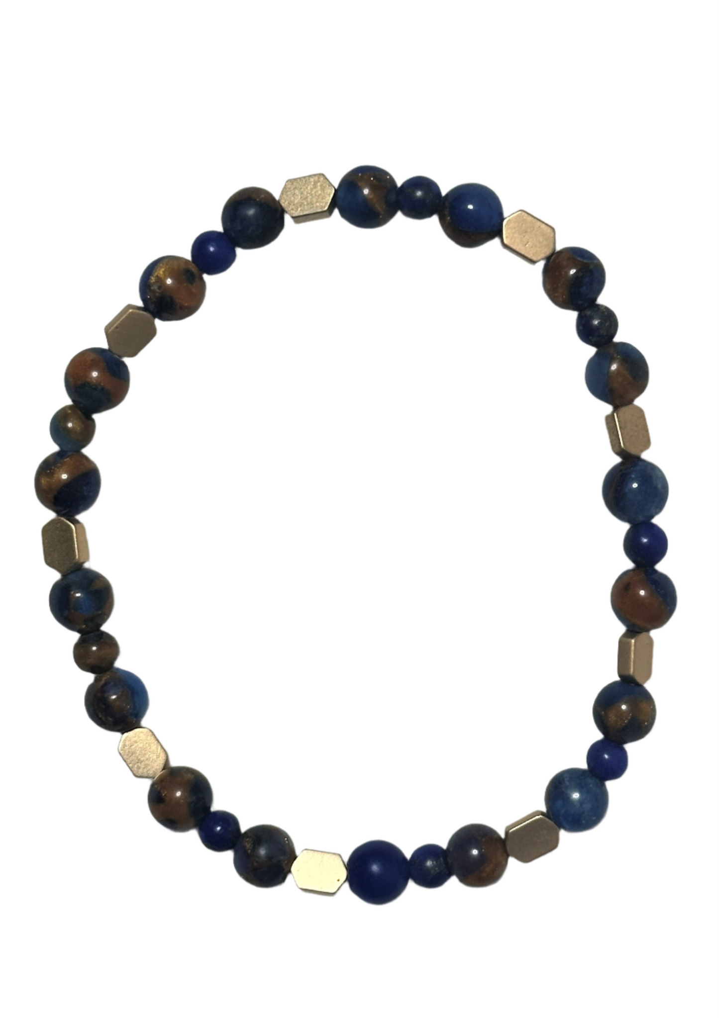 Sapphire Impression Jasper and Gold Hematite Bracelet
