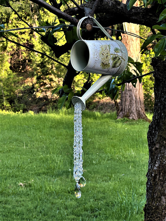 Glass Crystal Pouring Watering Can Garden Art