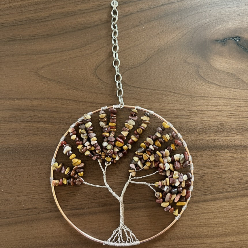 Mookaite & Silver Tree of Life - 6-Inch Wall/Window Hanging