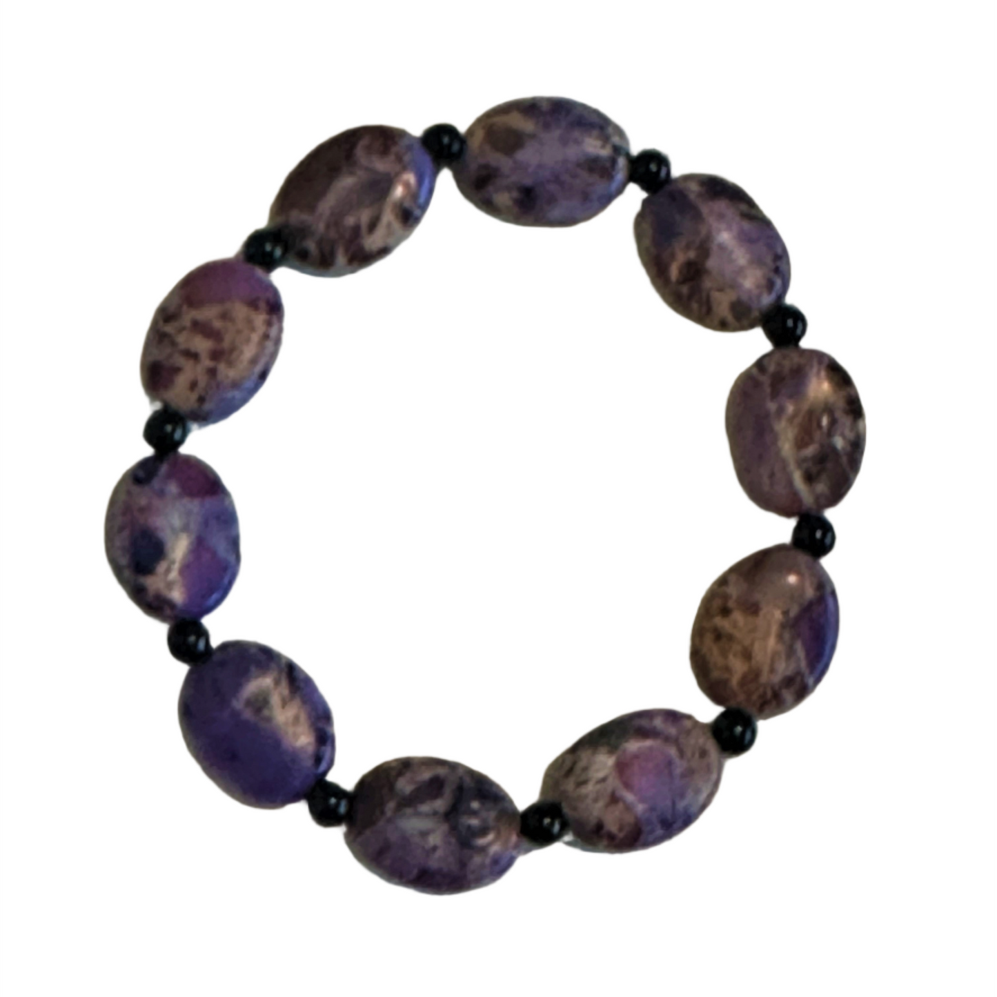 Amethyst Dyed Serpentine Jasper Oval Bead Bracelet