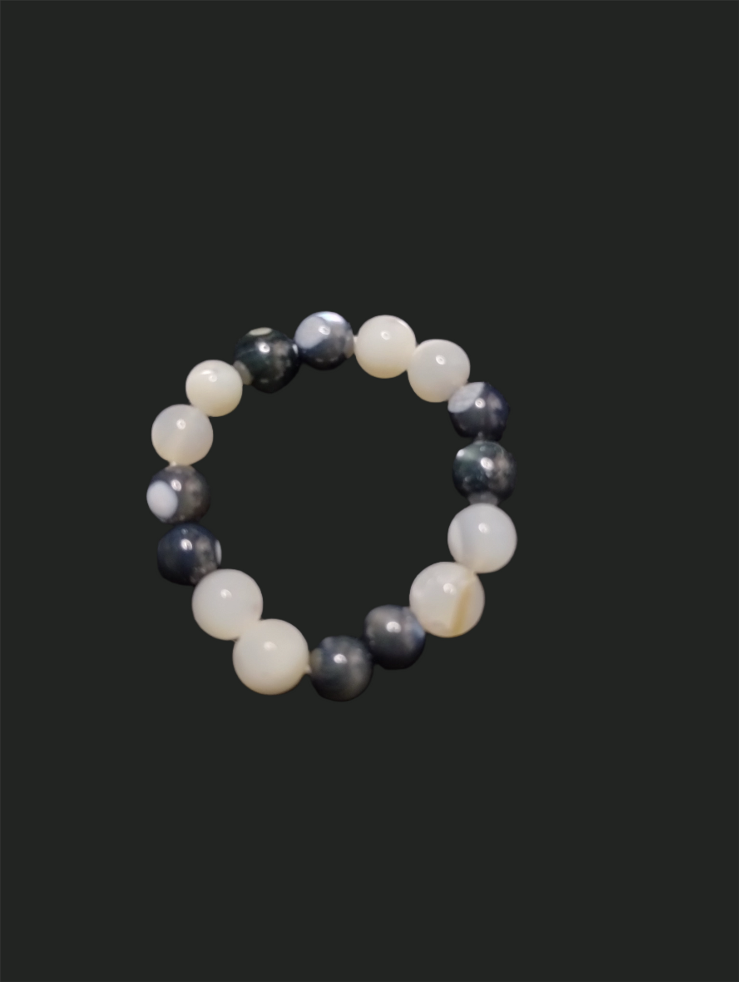 Black and White Mother of Pearl Stretch Ring