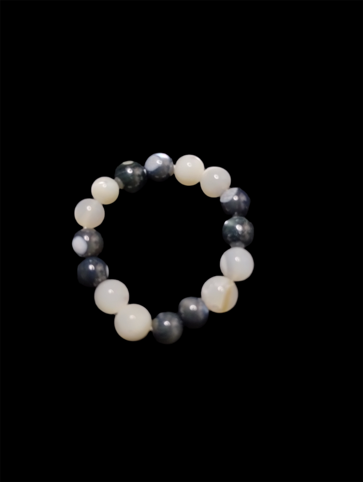 Black and White Mother of Pearl Stretch Ring