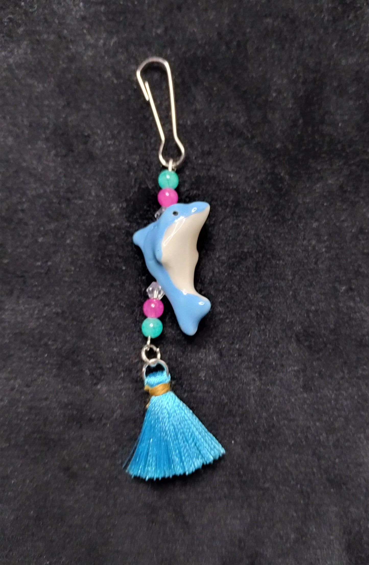 Purse/Backpack Charm With Blue Dolphin Charm
