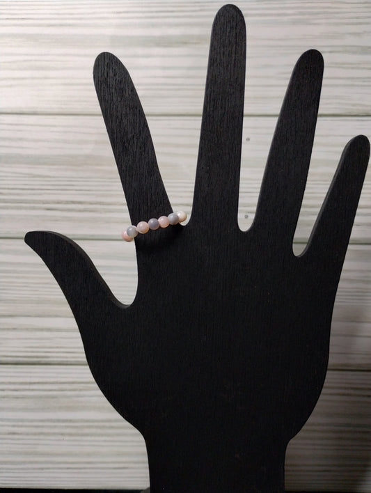 Gray and Pink Mother of Pearl Stretch Ring
