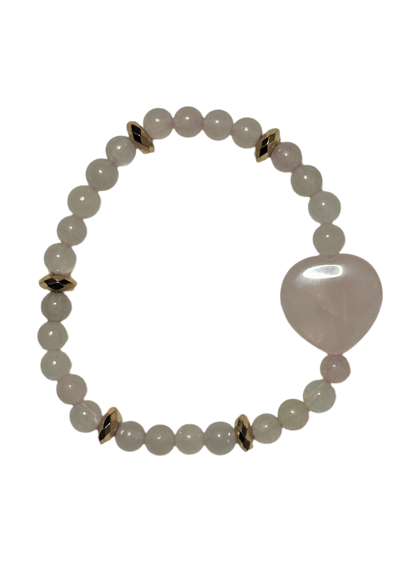 Rose Quartz and Gold Faceted Hematite Bracelet