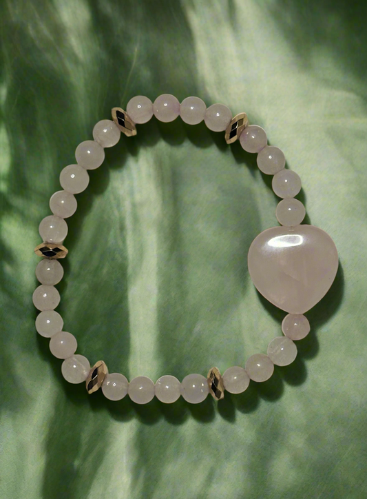 Rose Quartz and Gold Faceted Hematite Bracelet