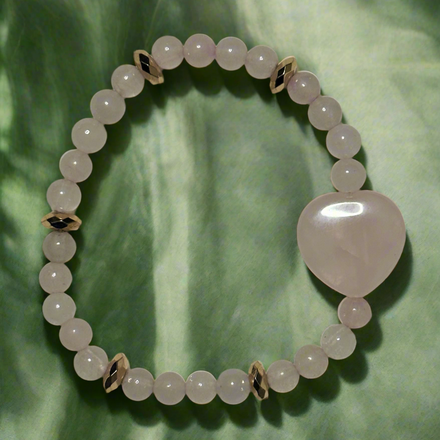 Rose Quartz and Gold Faceted Hematite Bracelet