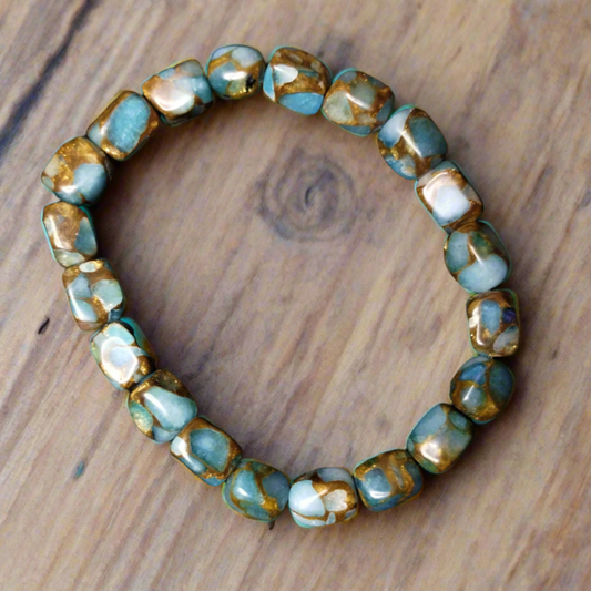 Light Blue Impression Jasper Bracelet