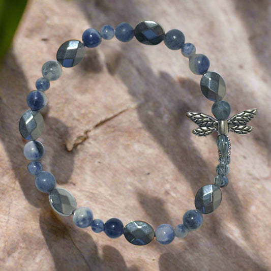 Blue Aventurine and Dragonfly Bracelet