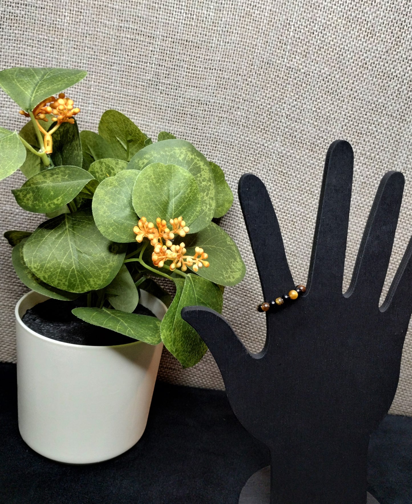 Yellow Tiger's Eye and Black Jasper Ring