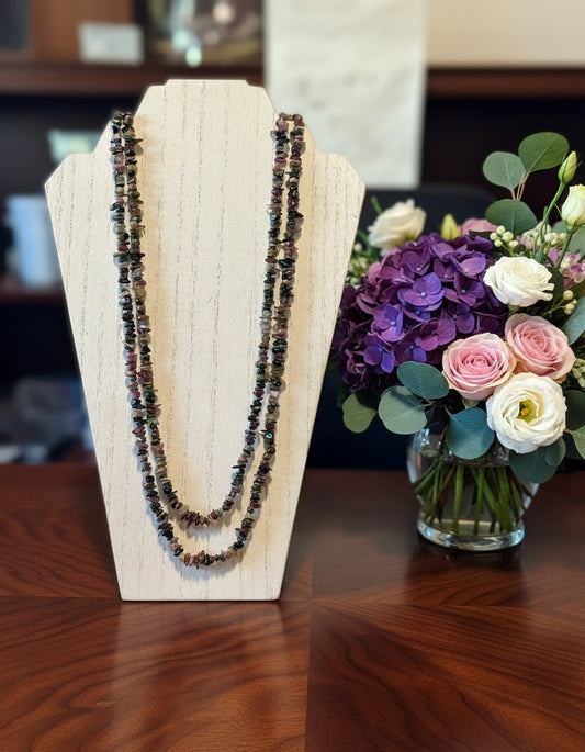 Two-Layer Colorful Tourmaline Chip Stone Necklace