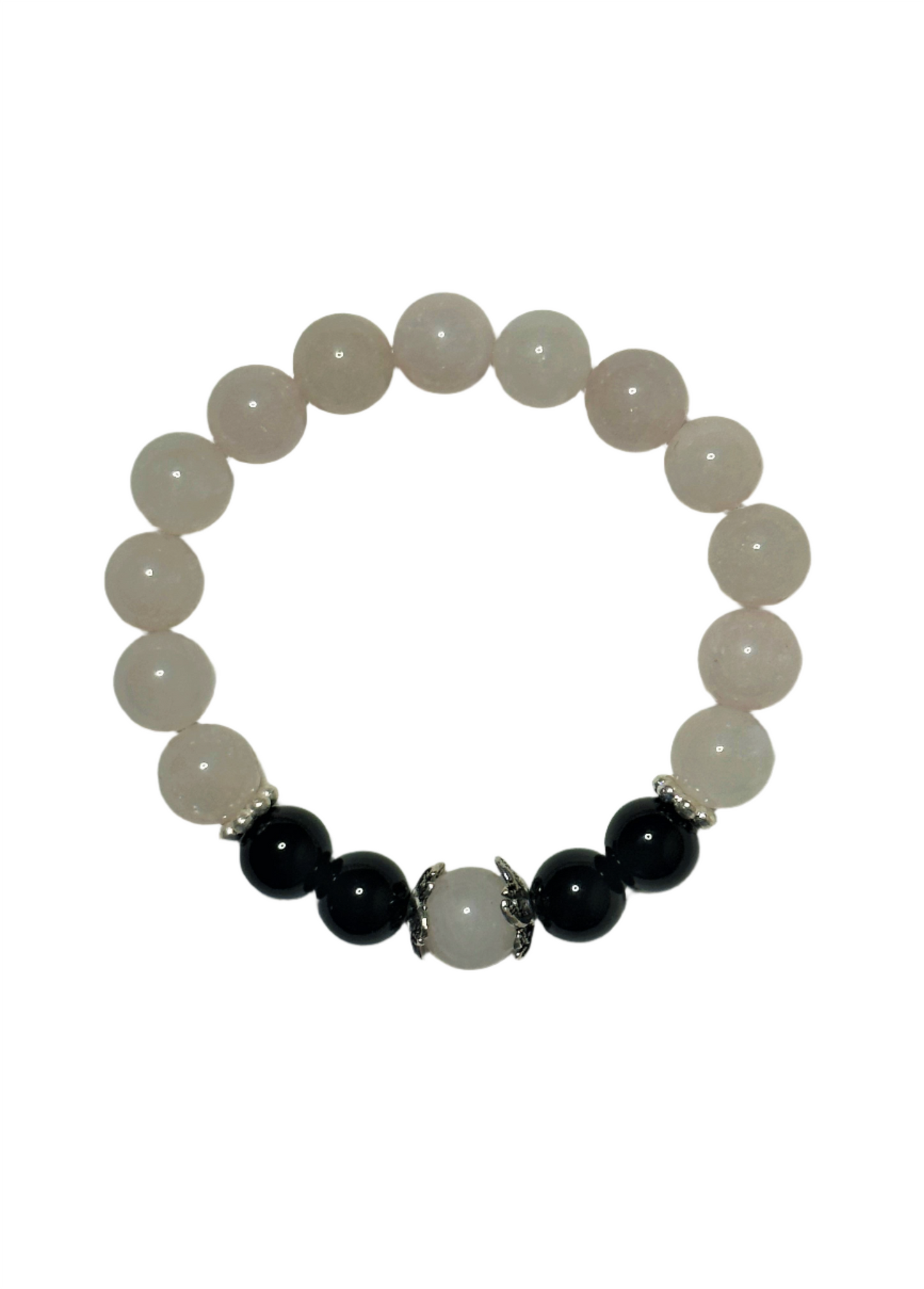 White Quartzite and Black Jasper Bracelet